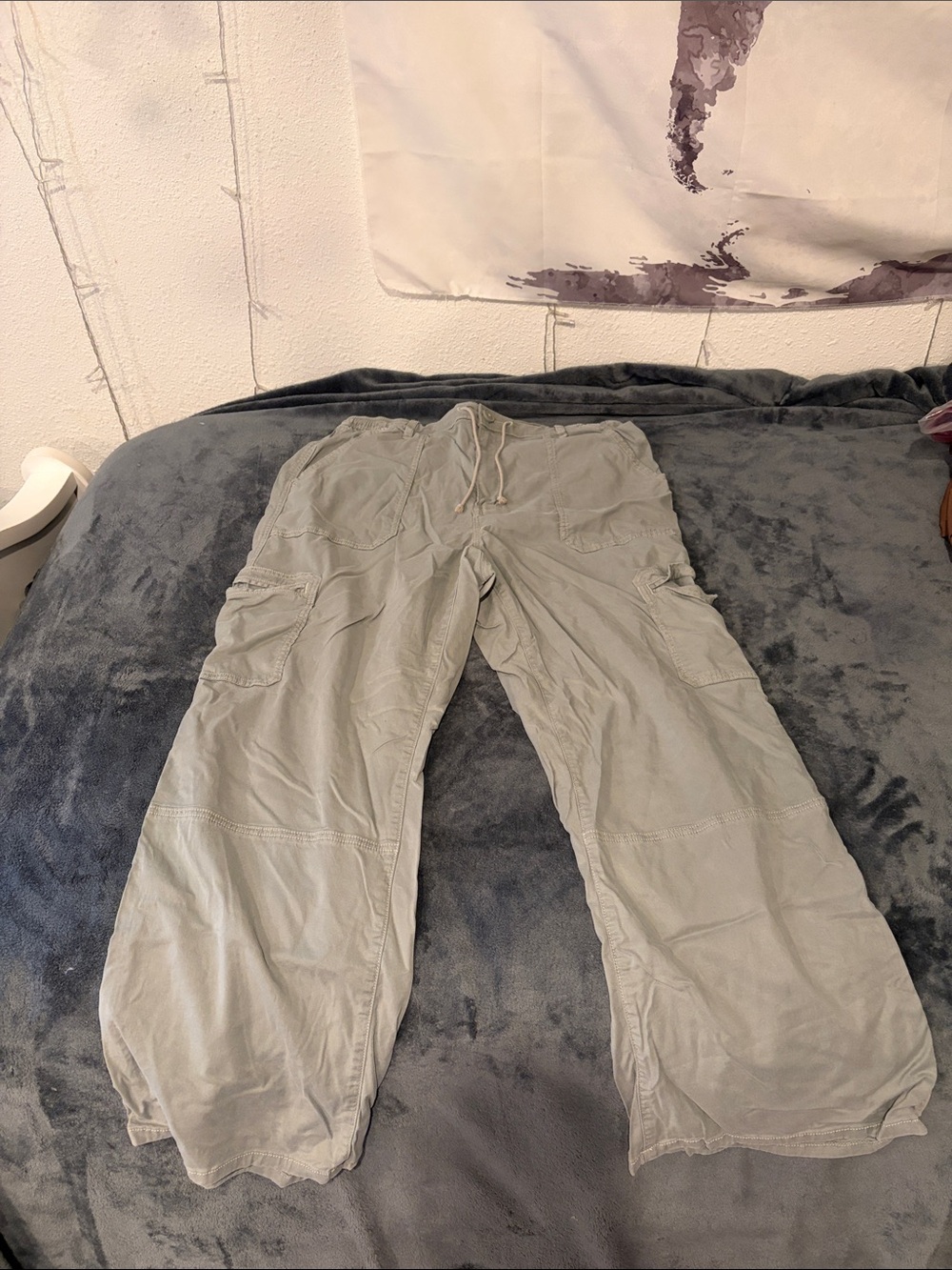 SO Men's Cargo Pants in Light Gray - Casual Drawstring Utility